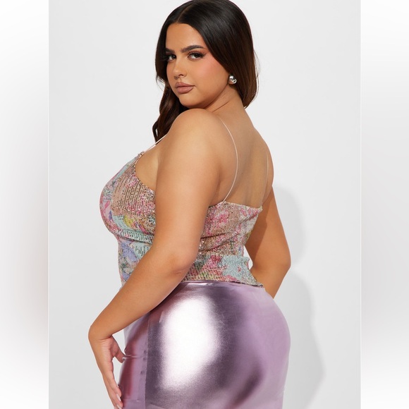 Women’s Fashion Nova Sequin Crop Tank Top NEW! - Picture 2 of 7